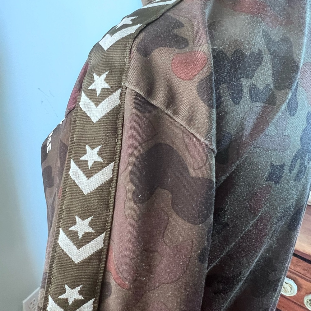 Converse Camo Zip Up Jacket XL Green Military Track Jacket Streetwear - Picture 5 of 10